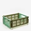 HAY Recycled Colour Crate Mix - Medium - Olive/Dark Mint