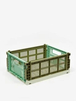 HAY Recycled Colour Crate Mix - Medium - Olive/Dark Mint