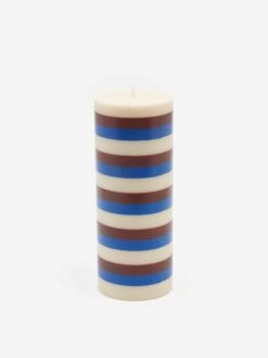 HAY Column Candle - Medium - Off-White, Brown And Blue