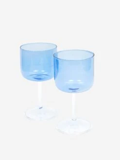 HAY Tint Wine Glass Set Of 2 - Blue And Clear -Home Decoration&Supplies HAY TINT WINE GLASS SET OF 2 BLUE AND CLEAR AW23 GOODHOOD 2
