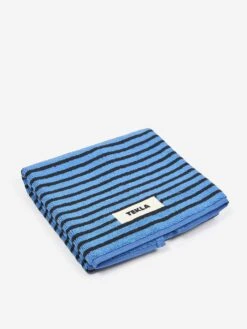 TEKLA Bath Mat - Blue & Black Stripes