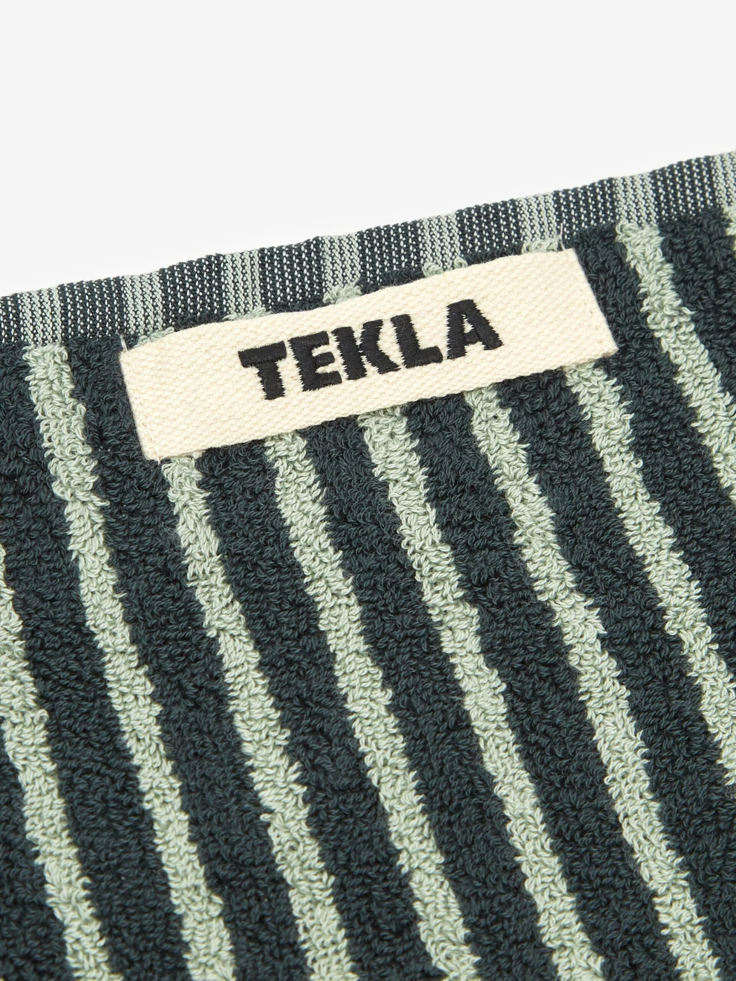 TEKLA Striped Hand Towel - Black & Mint 4 TEKLA Striped Hand Towel - Black & Mint - Image 2