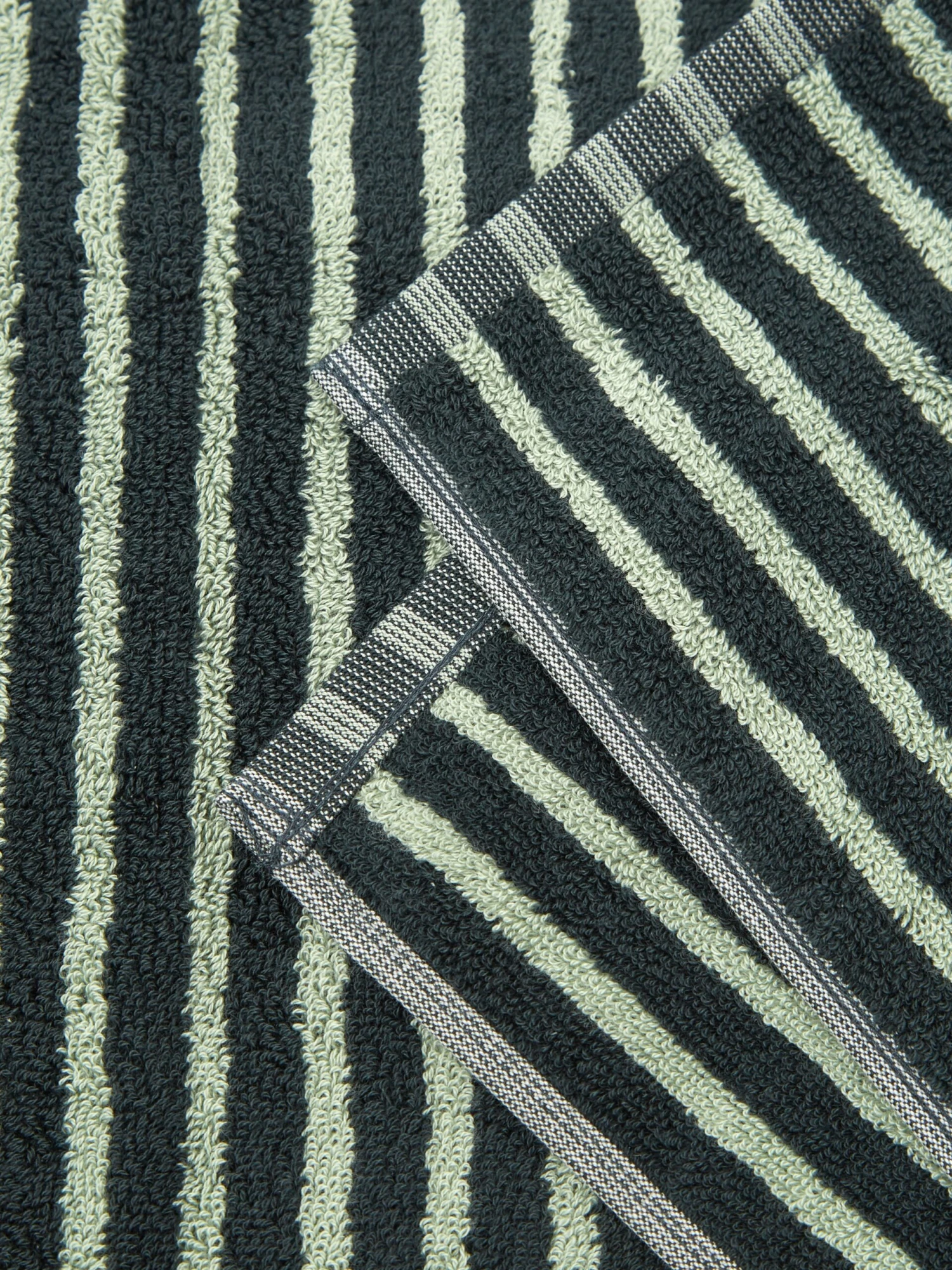 TEKLA Striped Hand Towel - Black & Mint 5 TEKLA Striped Hand Towel - Black & Mint - Image 3