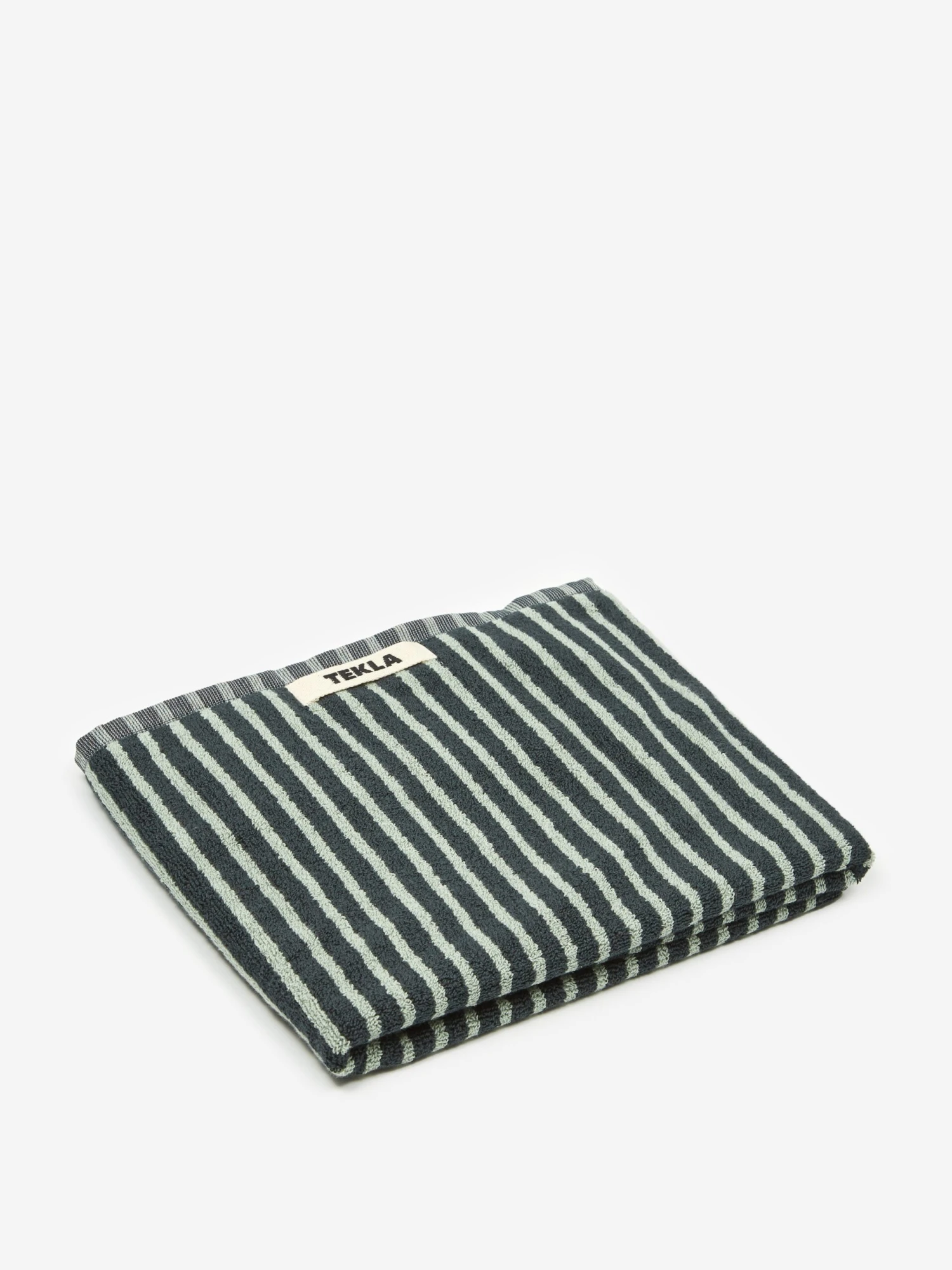 TEKLA Striped Hand Towel - Black & Mint 3 TEKLA Striped Hand Towel - Black & Mint