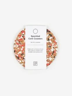Yod And Co Speckled Cork Set Of 4 Drink Coasters - Red -Home Decoration&Supplies YOD AND CO SPECKLED CORK SET OF 4 DRINK COASTERS RED SS22 GOODHOOD 166434